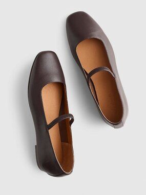 Madewell The Greta Mary Jane Ballet Flats Size 10 Coffee Bean Brown Leather NEW